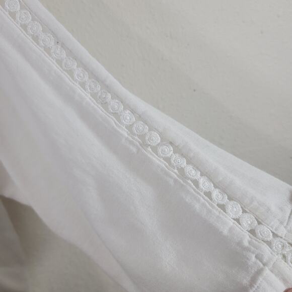Old Navy White Crochet Lace Front Panel Top XXL Lightweight Soft Drop Shoulder - Picture 2 of 6